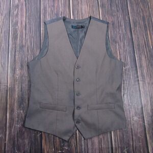Suit Vest TM Exposure Mens M Gray Polyester 3 Piece Belted Formal Waistcoat
